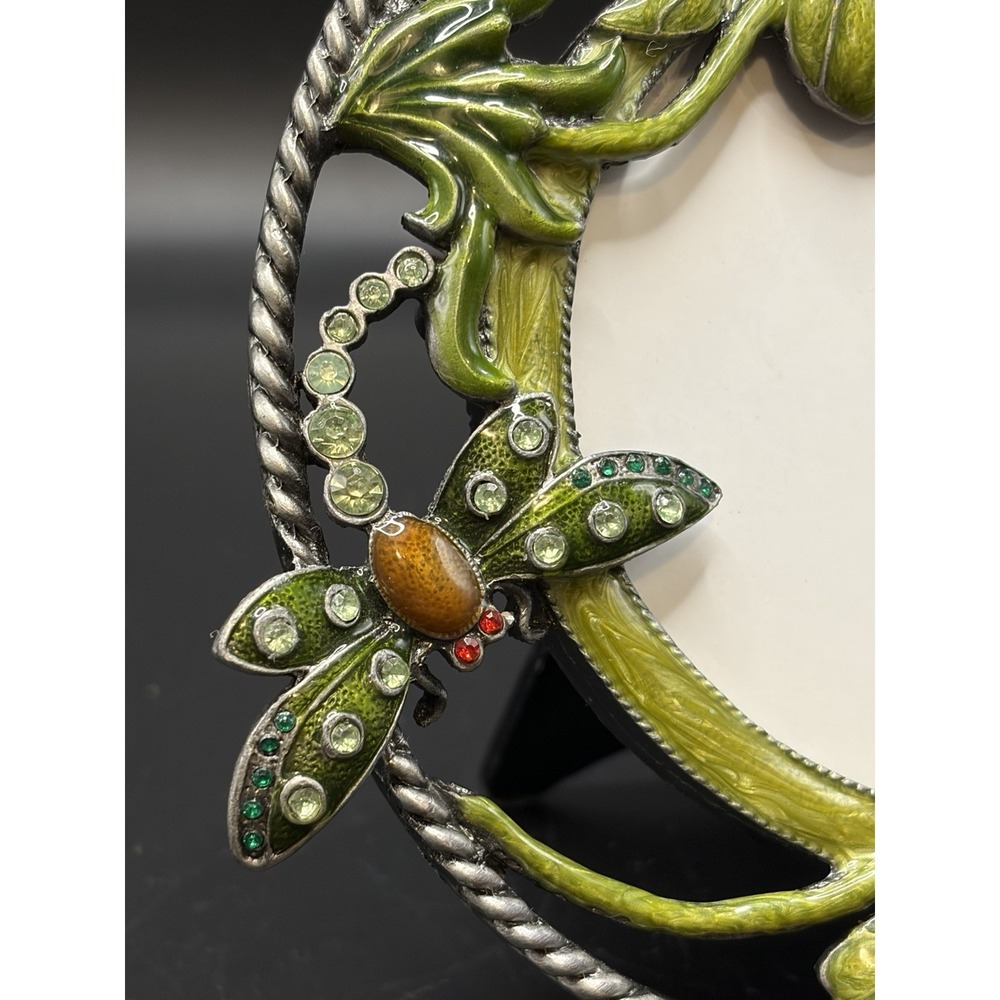 Dragonfly/ Flowers Crystal Rhinestones/Melissa&Louise Metal Picture Frame Decor - Picture 2 of 16